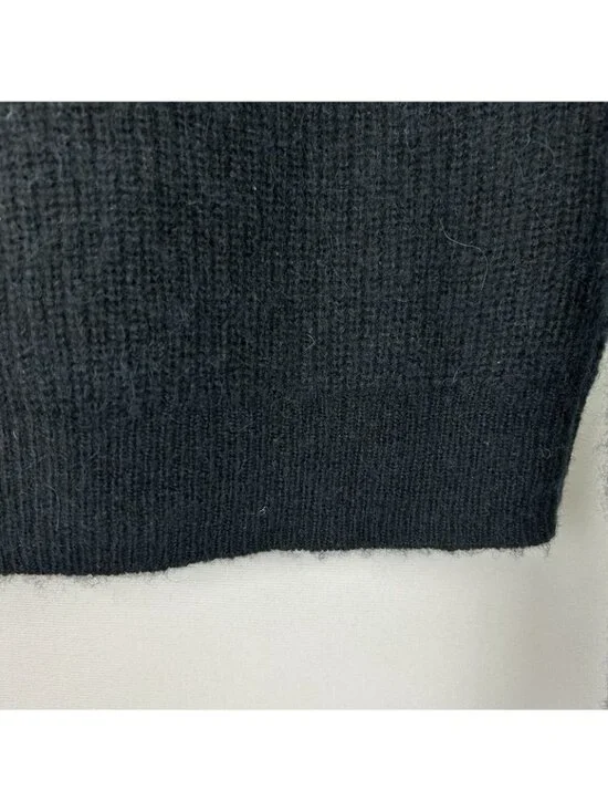 J Crew Women’s Medium Black Alpaca Wool Blend Cropped V-neck Cardigan Sweater - Picture 15 of 16